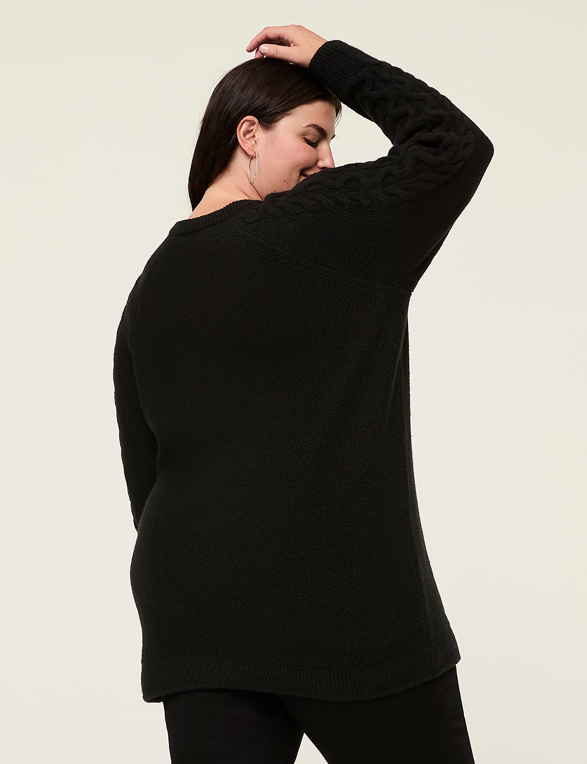 Cable Knit V-Neck Sweater Product Image 2