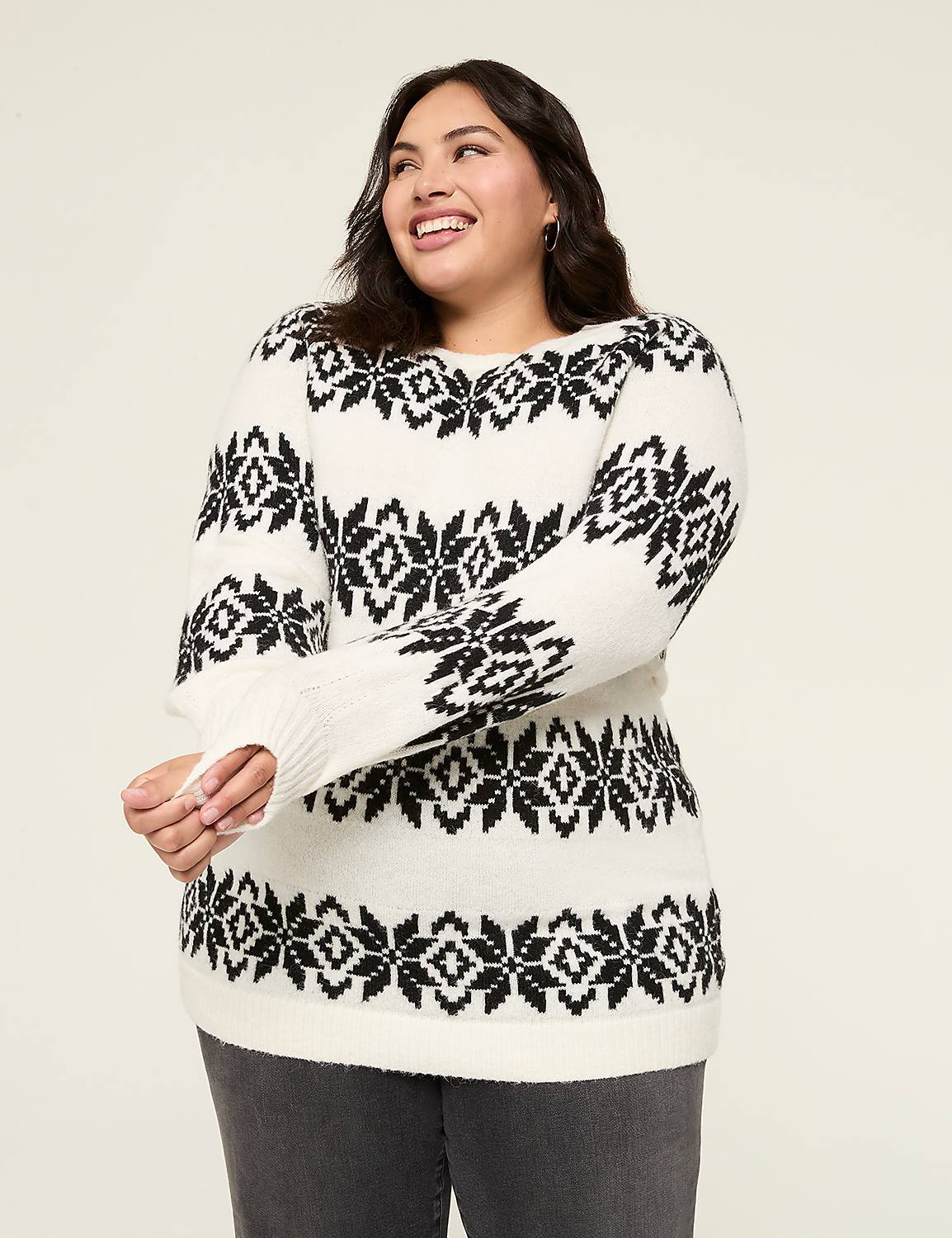 Jacquard Tunic Sweater Product Image 1