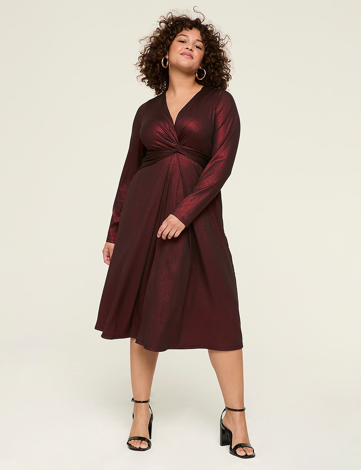 Shimmer Twist-Front Midi Dress Product Image 1