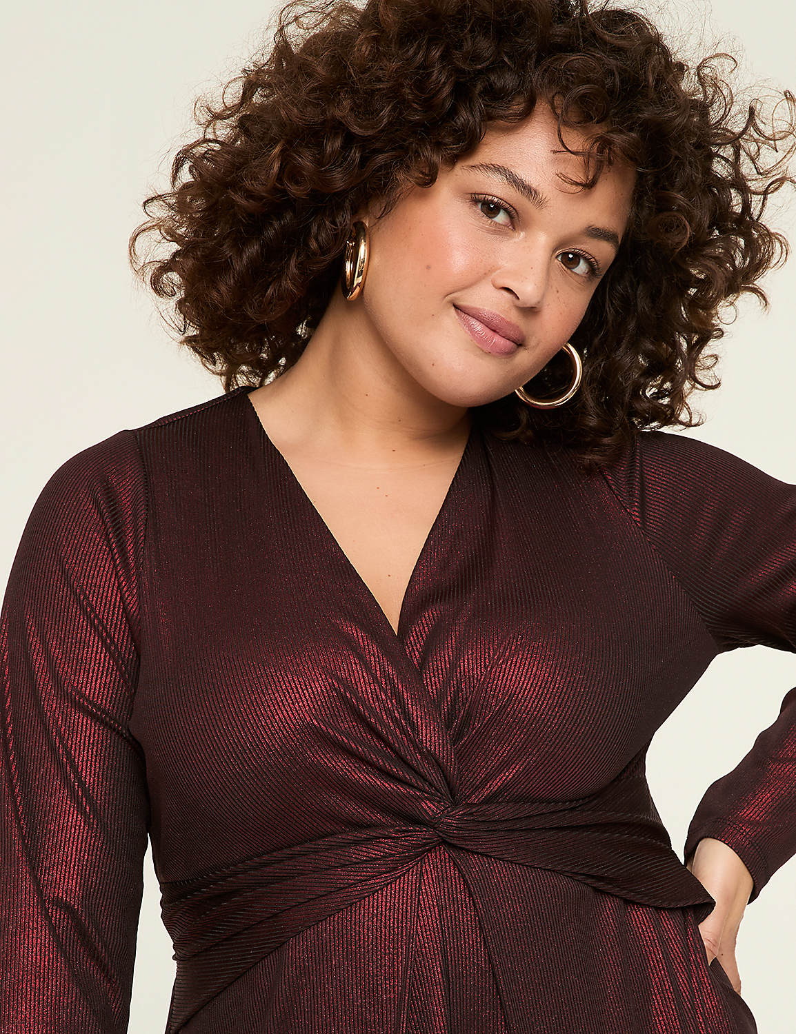 Shimmer Twist-Front Midi Dress Product Image 3
