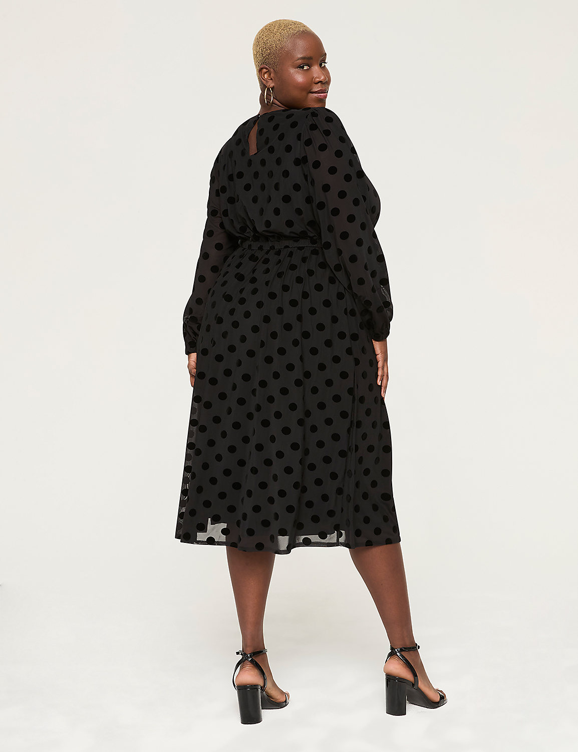 Velvet-Dot Fit & Flare Midi Dress Product Image 2