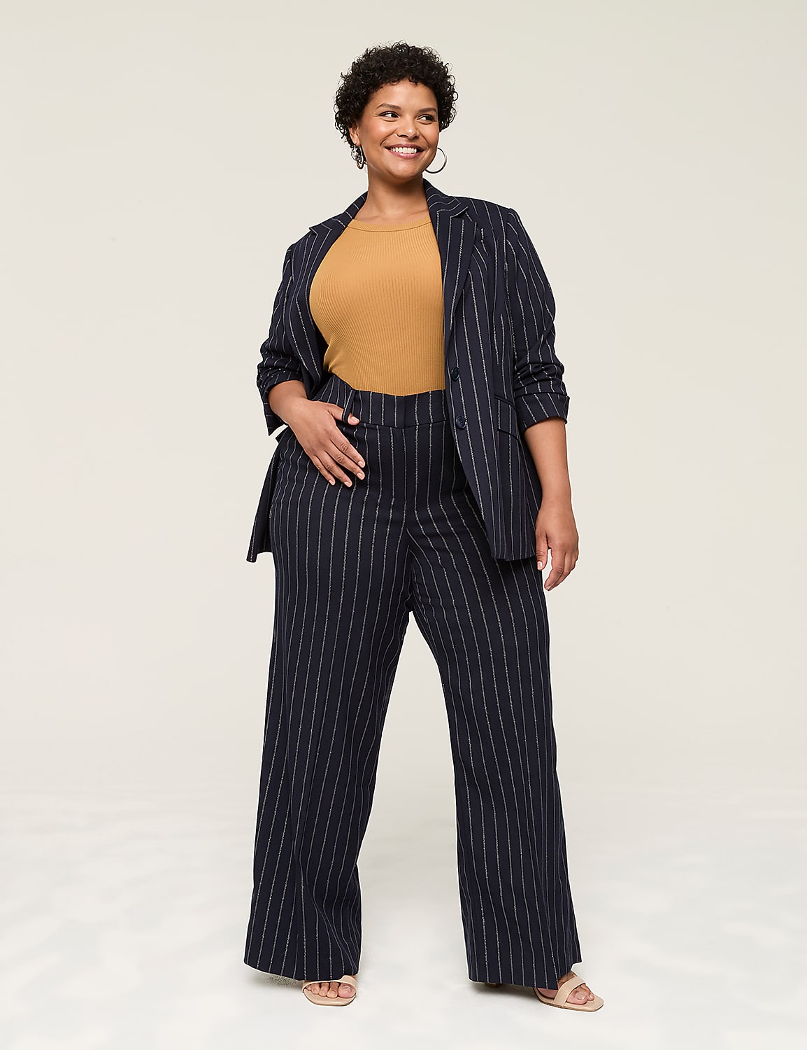 Lurex Perfect Drape Pinstripe Blazer Product Image 3