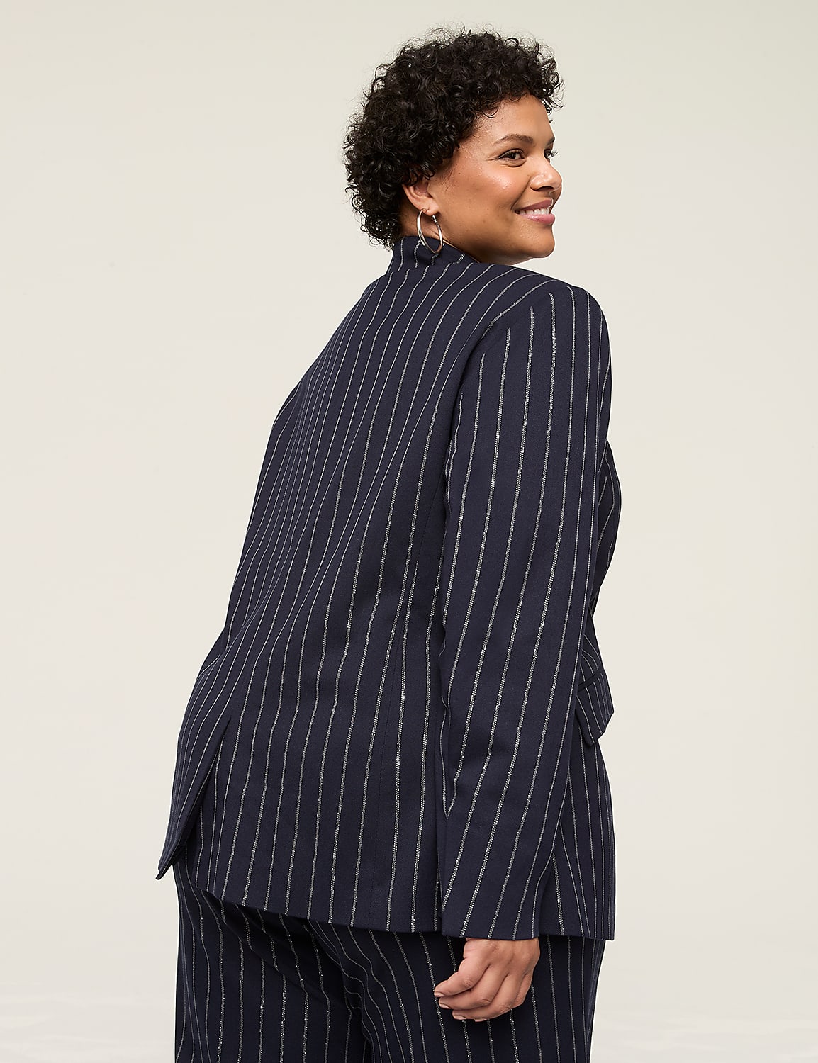 Lurex Perfect Drape Pinstripe Blazer Product Image 2