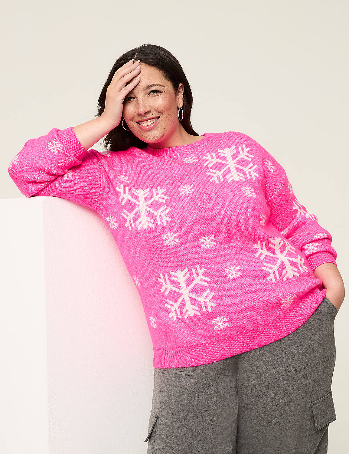 Crew-Neck Snowflake Sweater Product Image 1