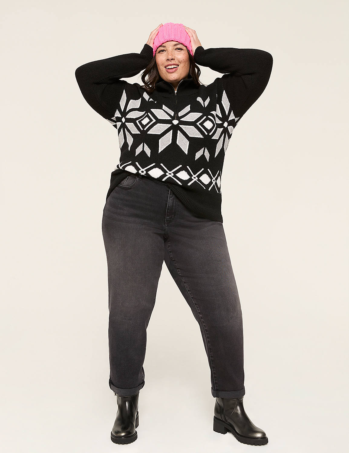 Jacquard Half-Zip Sweater Pullover Product Image 3