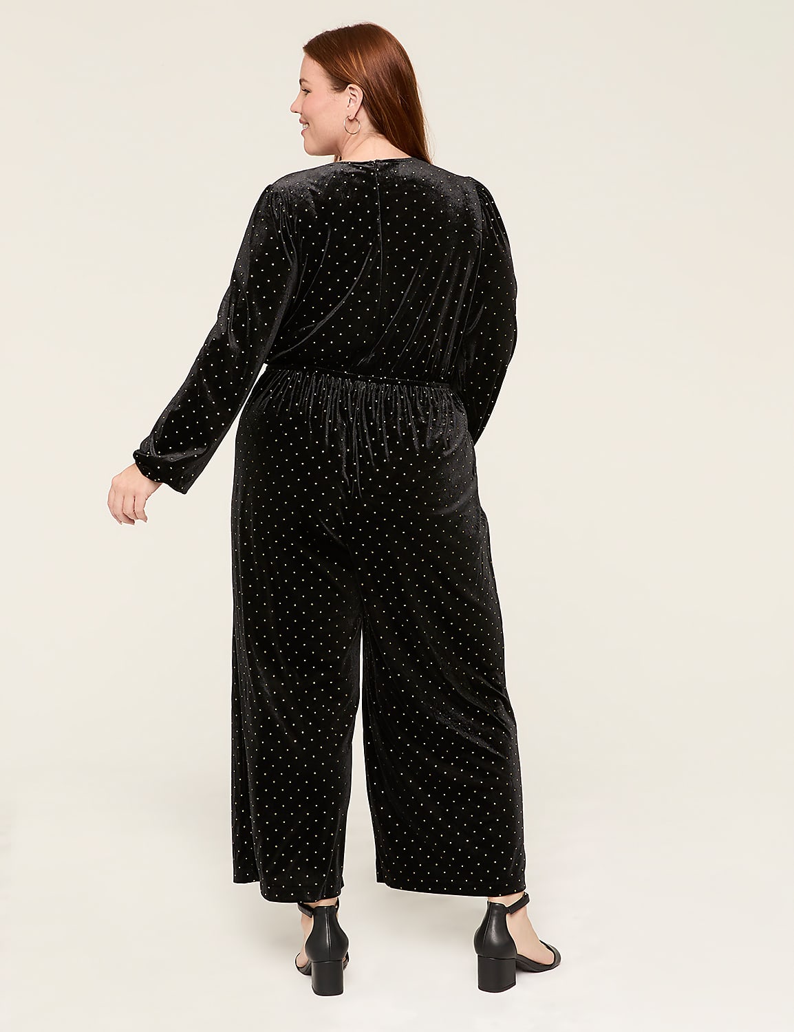Embellished Velvet Shirred-Shoulder Jumpsuit Product Image 2