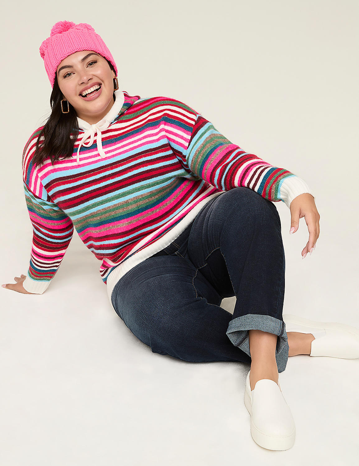 Lurex Shimmer Striped Sweater Hoodie Product Image 3