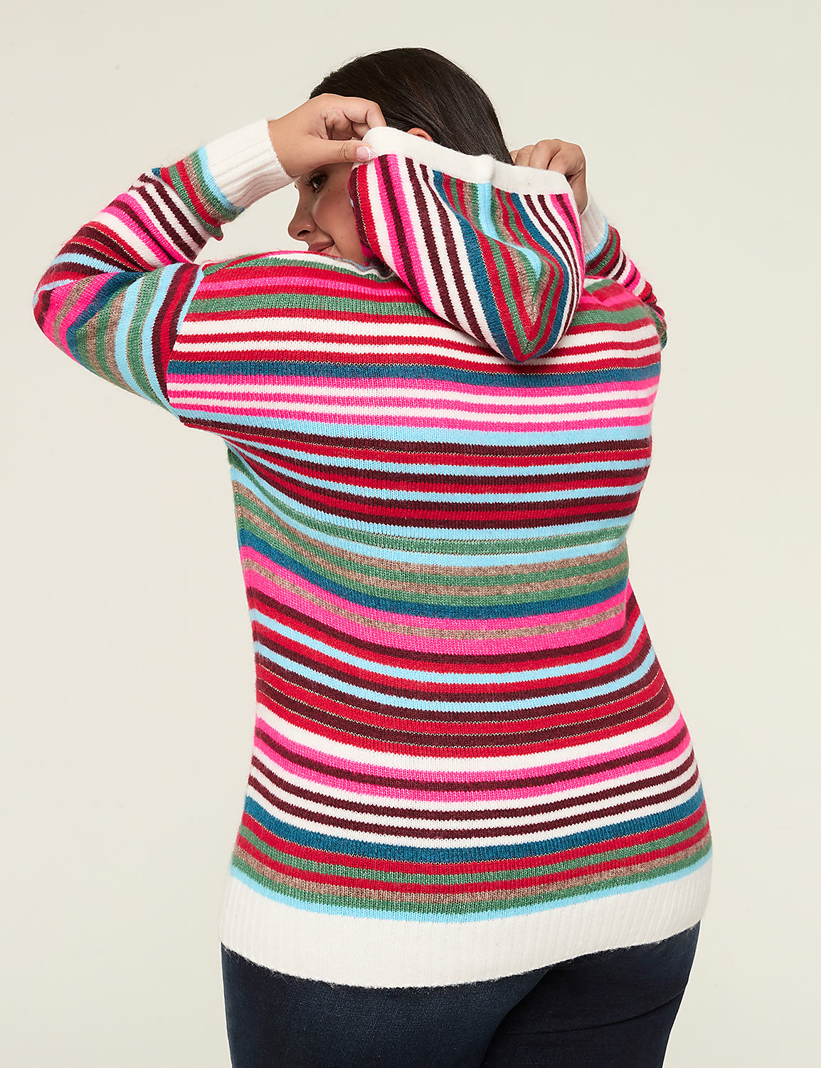 Lurex Shimmer Striped Sweater Hoodie Product Image 2