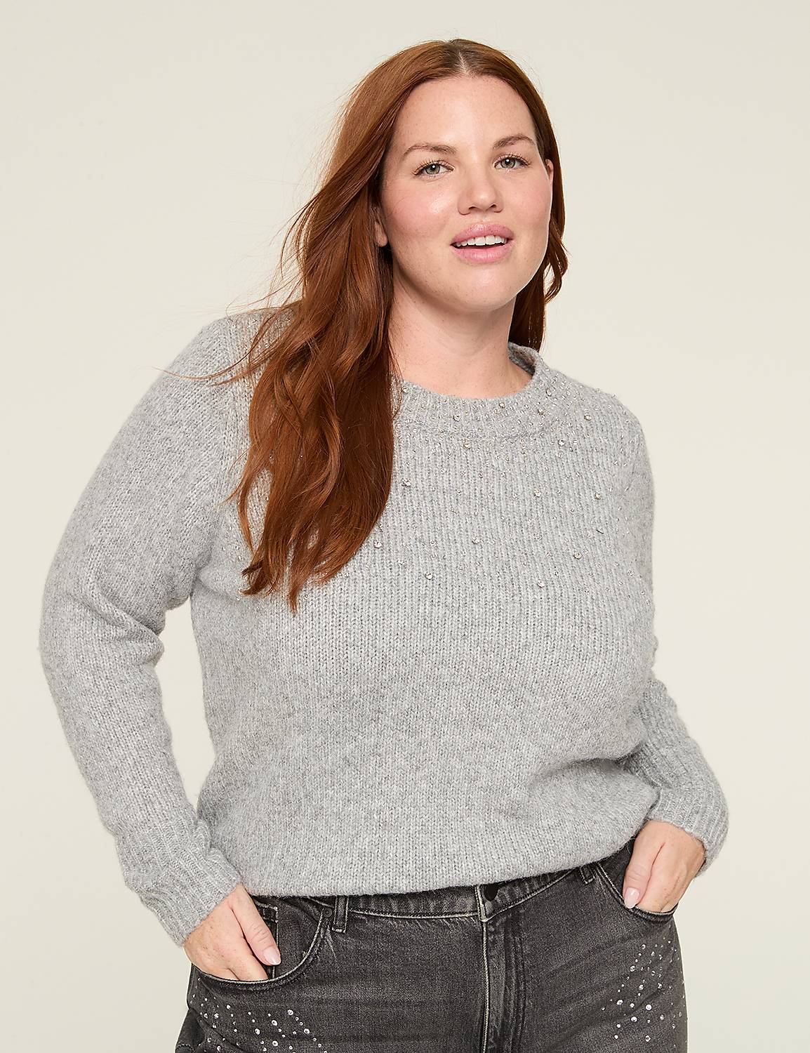 Embellished Crew-Neck Sweater Product Image 1