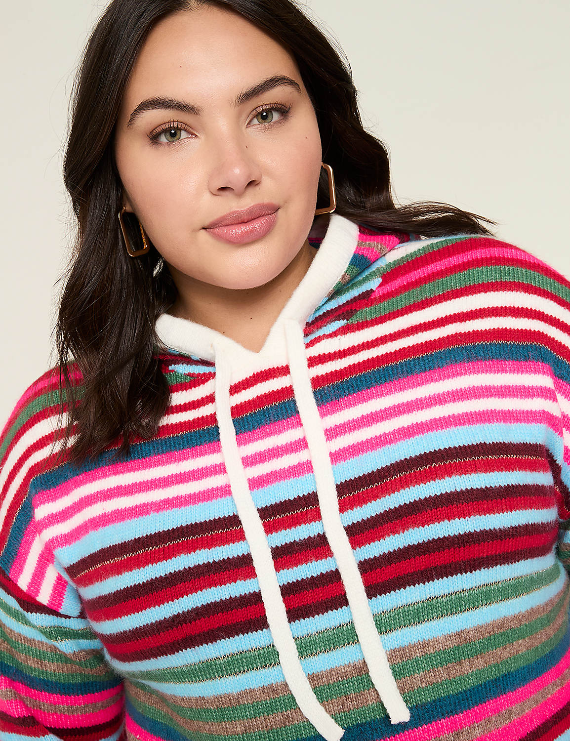 Lurex Shimmer Striped Sweater Hoodie Product Image 4