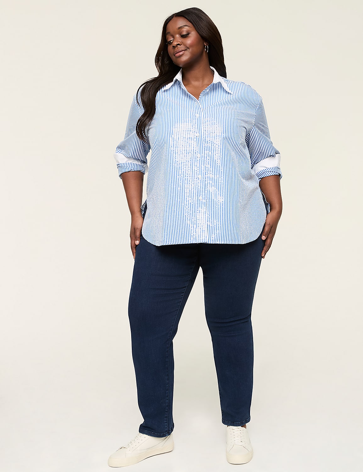 Sequin Relaxed Button-Down Shirt Product Image 3