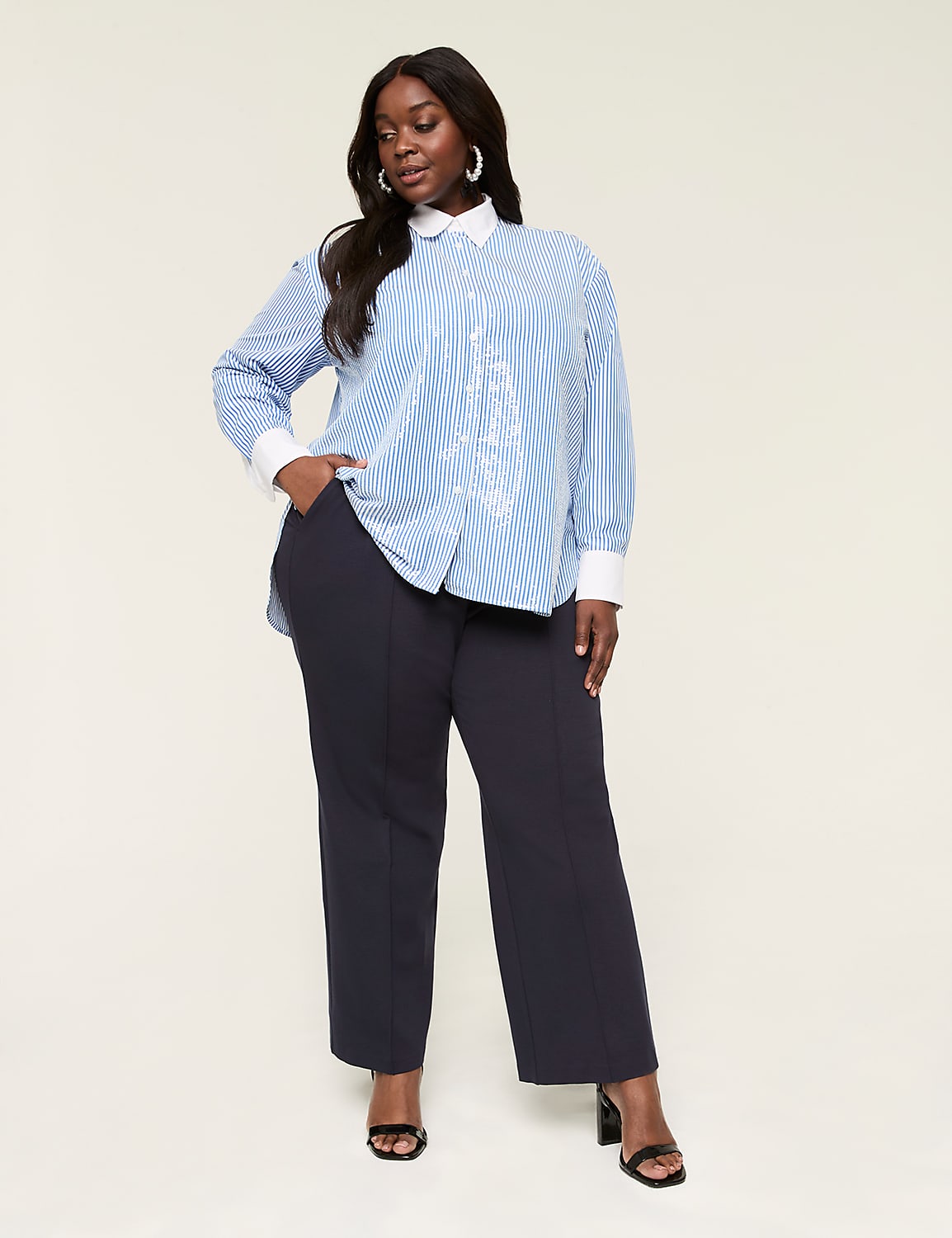 Sequin Relaxed Button-Down Shirt Product Image 5