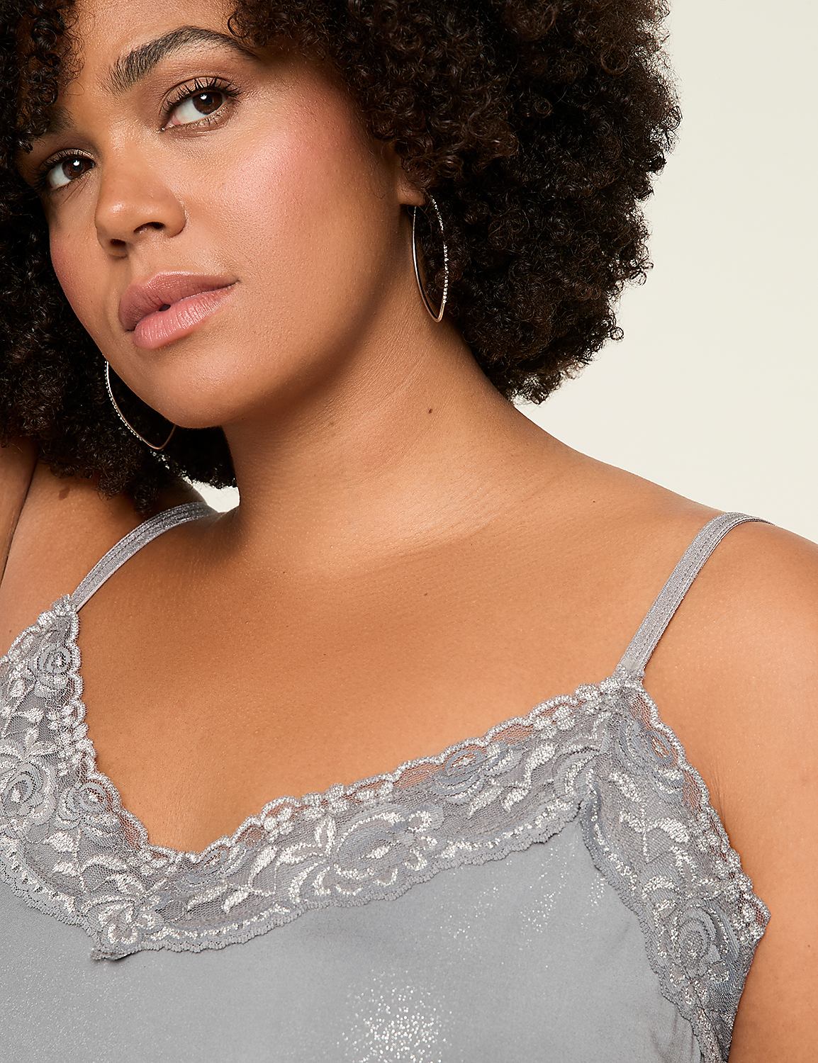 Metallic Lace-Trim Cami | LaneBryant