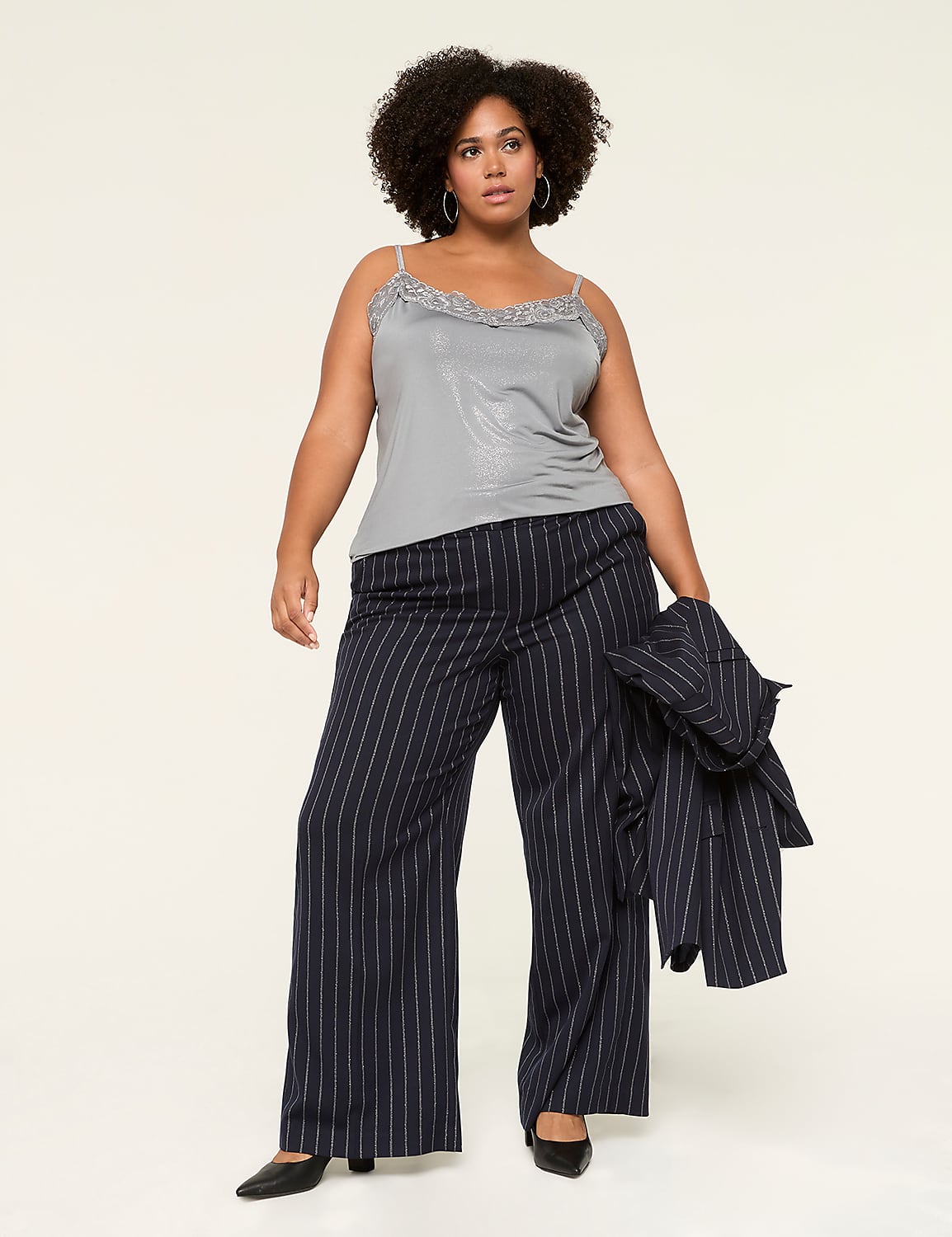 Metallic Lace-Trim Cami | LaneBryant
