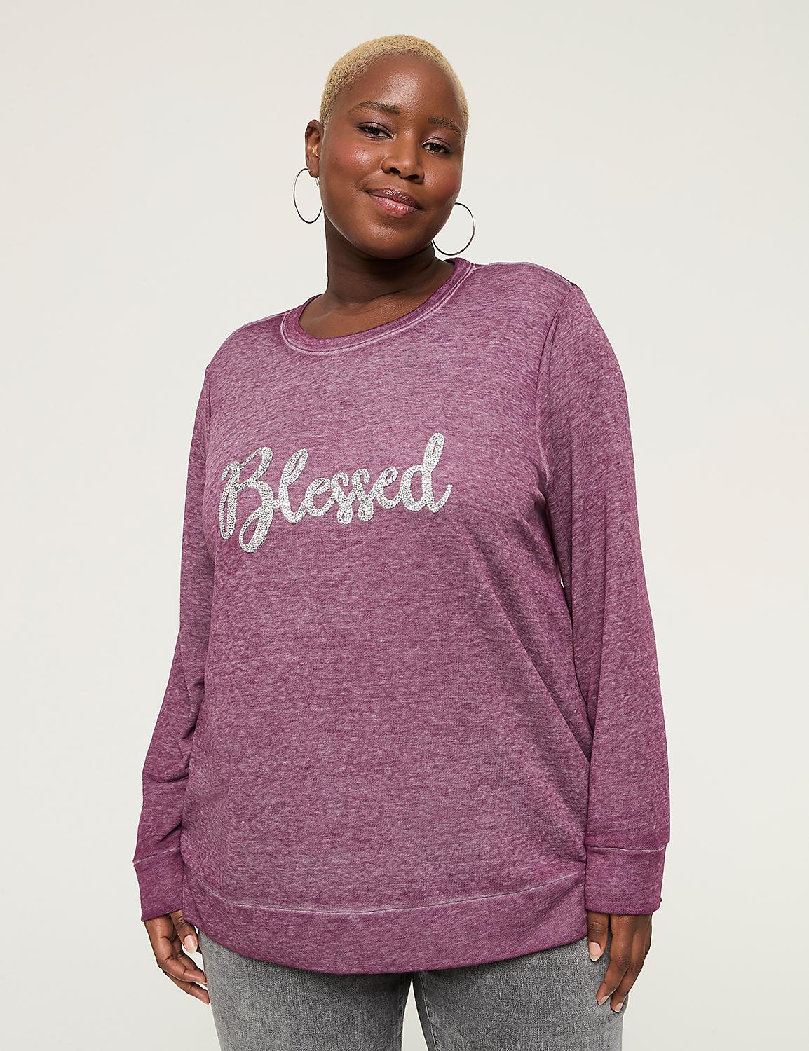 Embellished Blessed Graphic Sweatshirt | LaneBryant