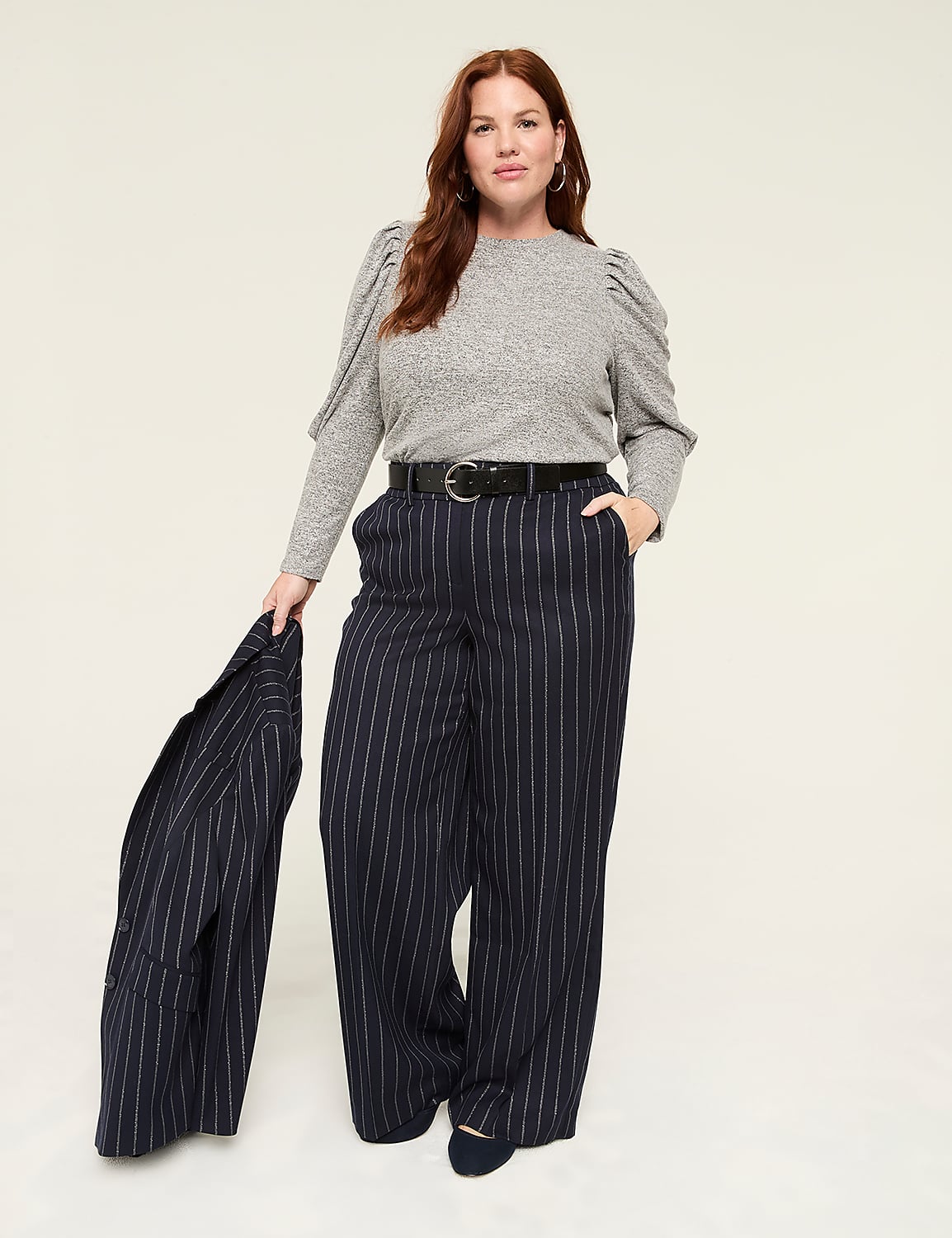 Foil Shimmer Pleated-Sleeve Top Product Image 3