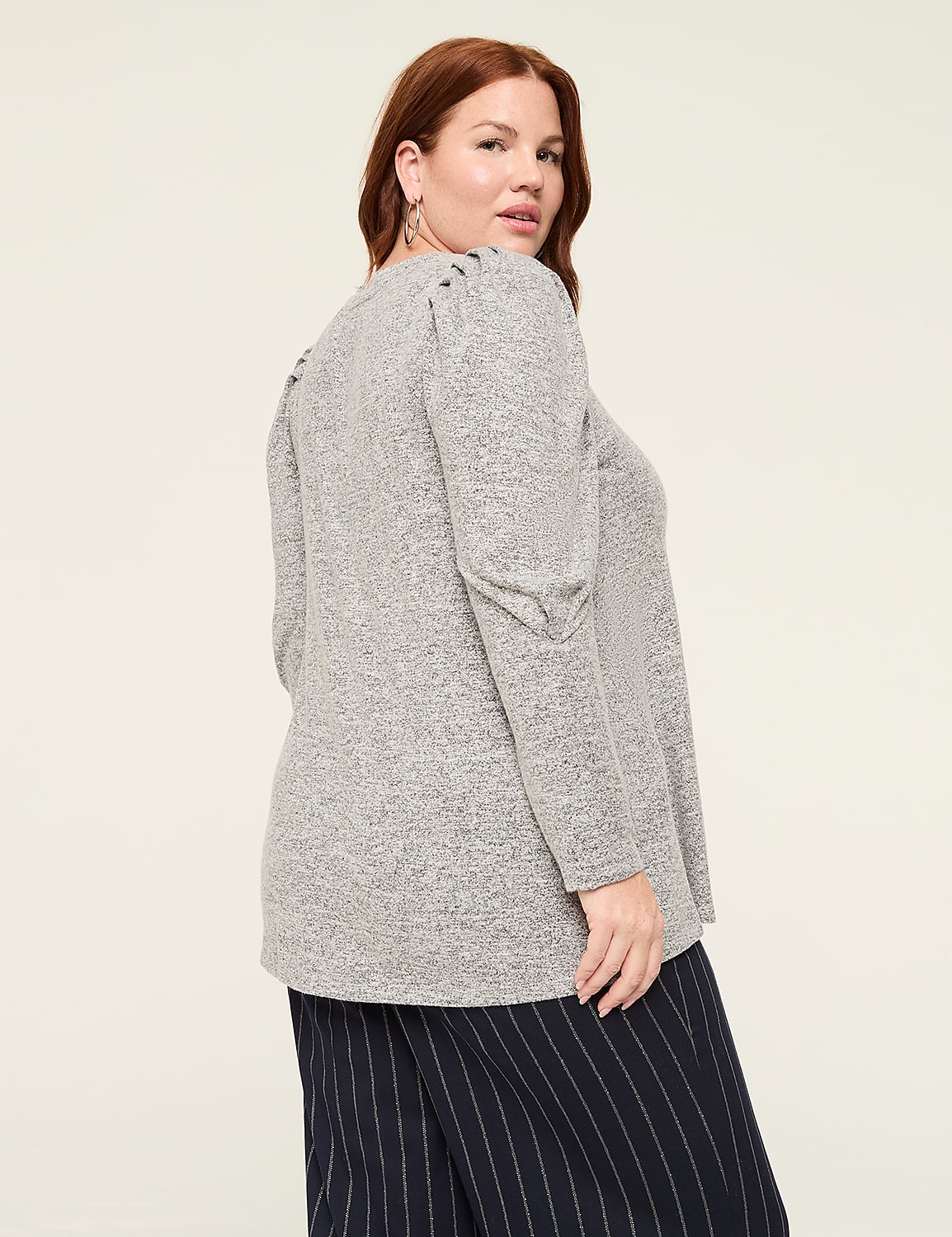 Foil Shimmer Pleated-Sleeve Top Product Image 2