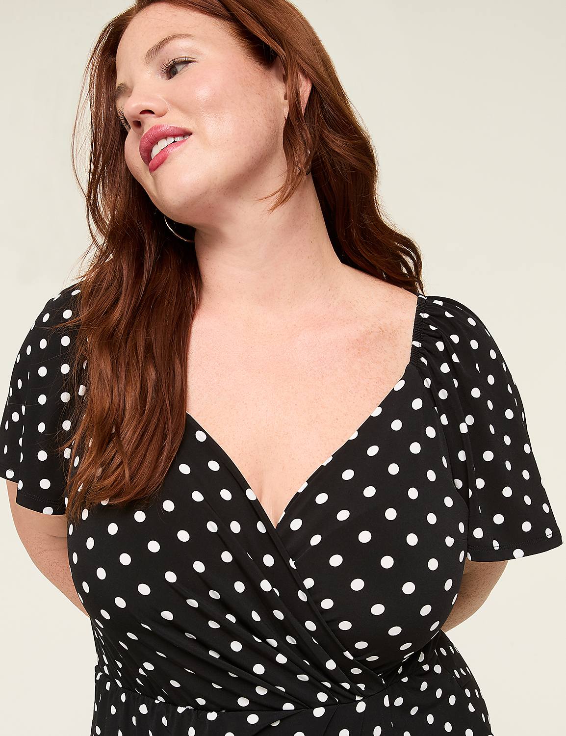 Flutter-Sleeve Surplice Jersey Midi Dress Product Image 3
