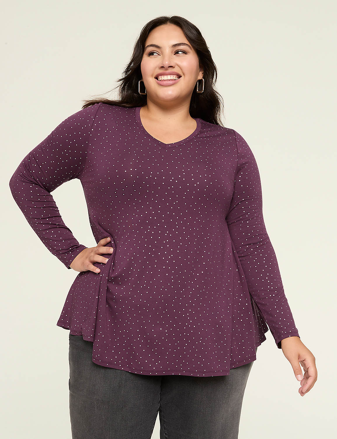 Swing Metallic Dot V-Neck Tee Product Image 1
