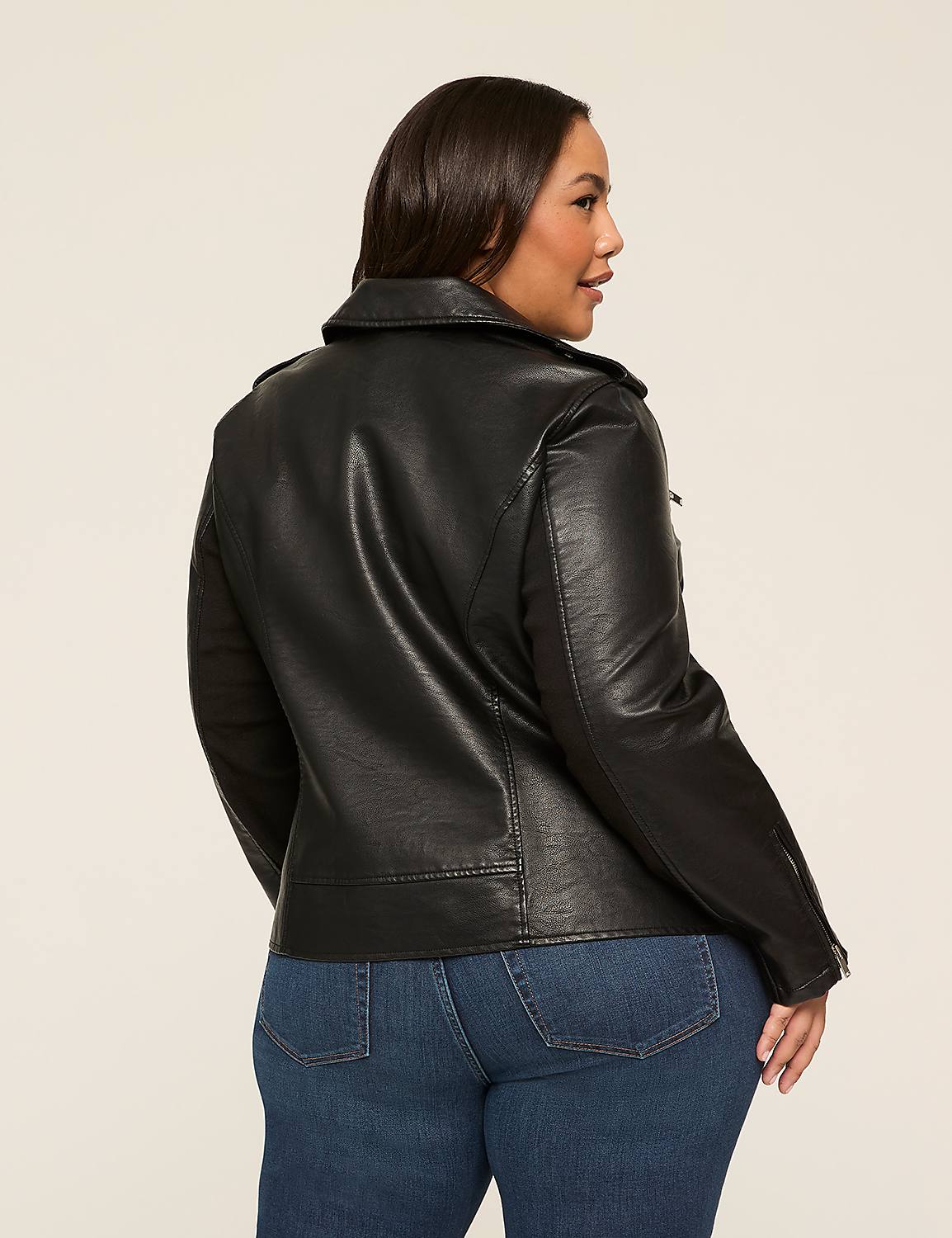 Faux-Leather Moto Jacket Product Image 2
