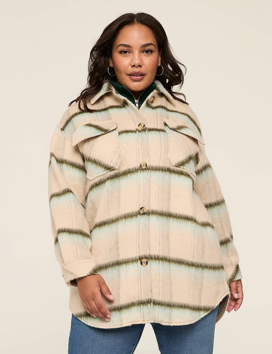 Faux-Wool Plaid Shacket | LaneBryant