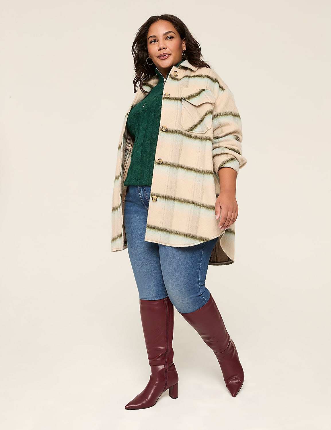 Faux-Wool Plaid Shacket | LaneBryant