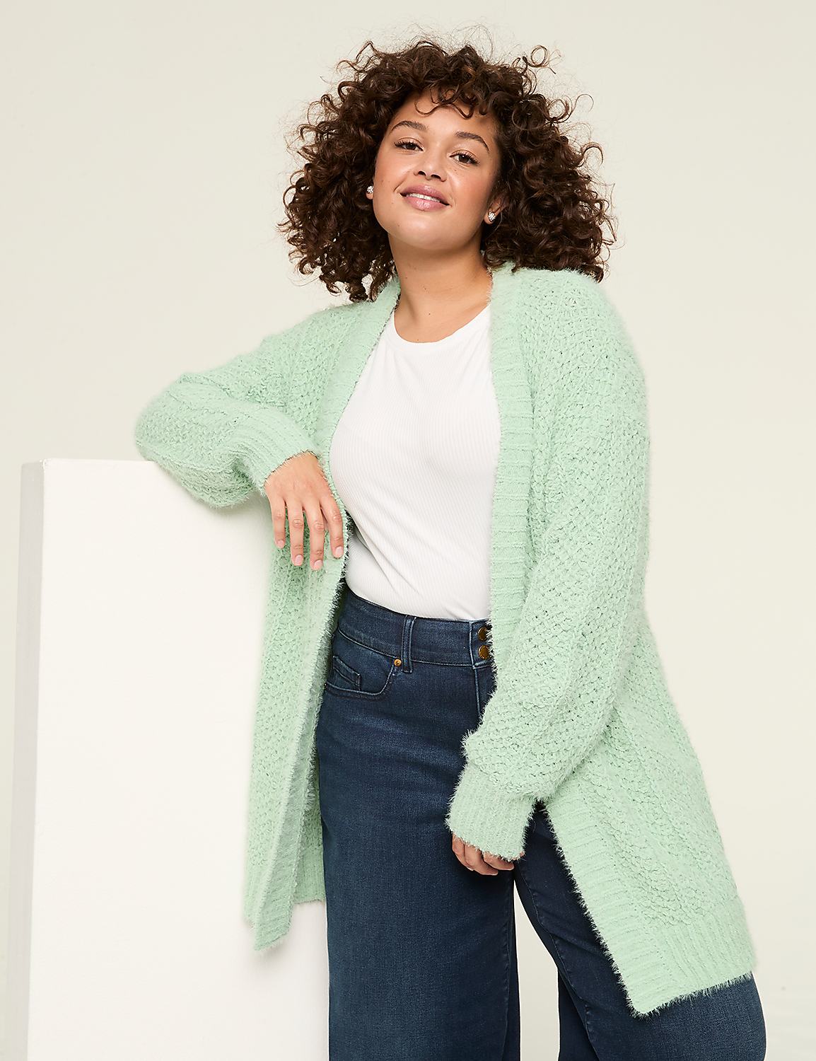 Open-Front Textured Stitch Cardigan Product Image 1