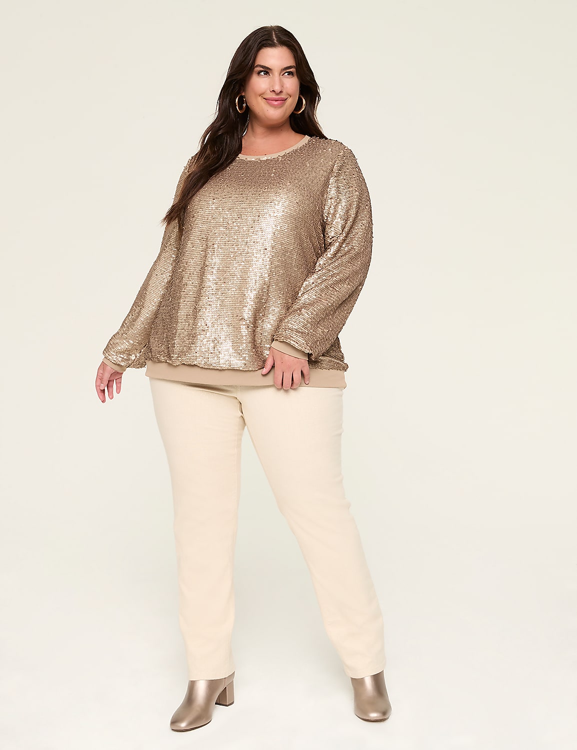 Crew-Neck Sequin Sweatshirt Product Image 3