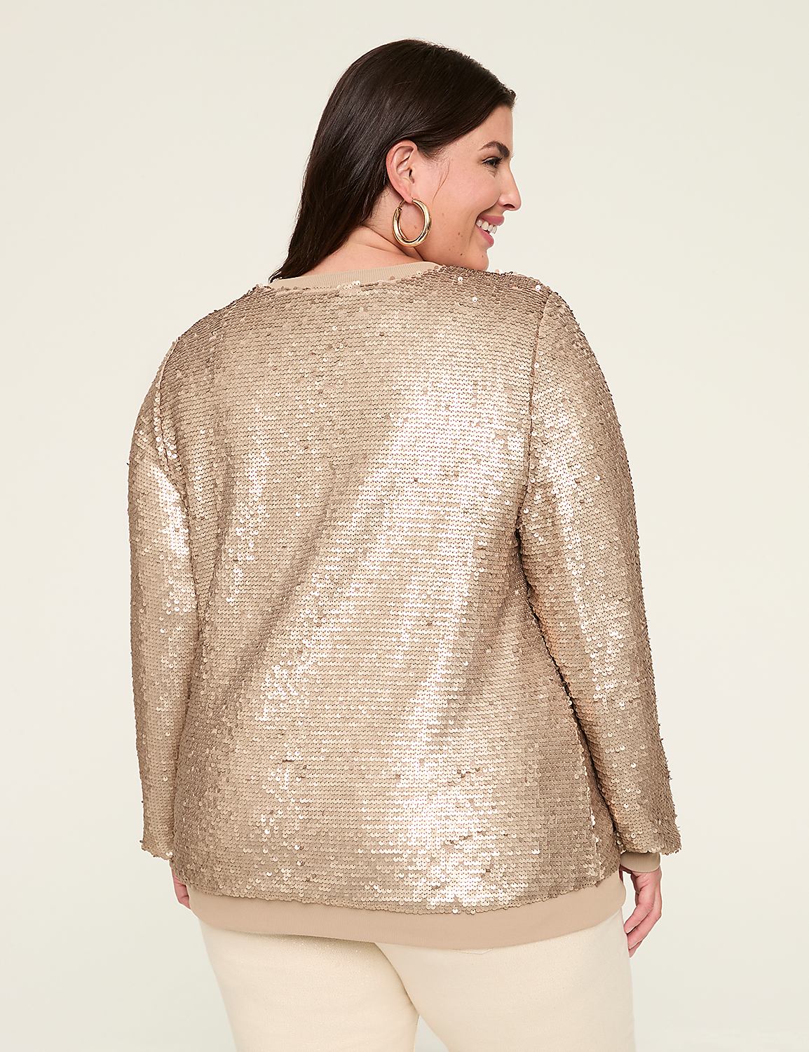 Crew-Neck Sequin Sweatshirt Product Image 2