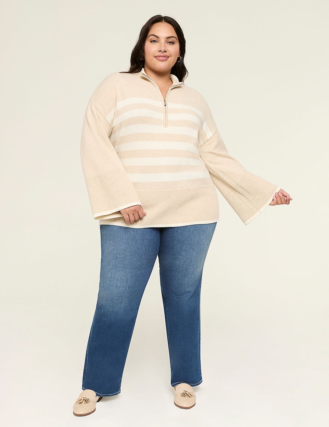 Striped Half-Zip Pullover Sweater Product Image 3