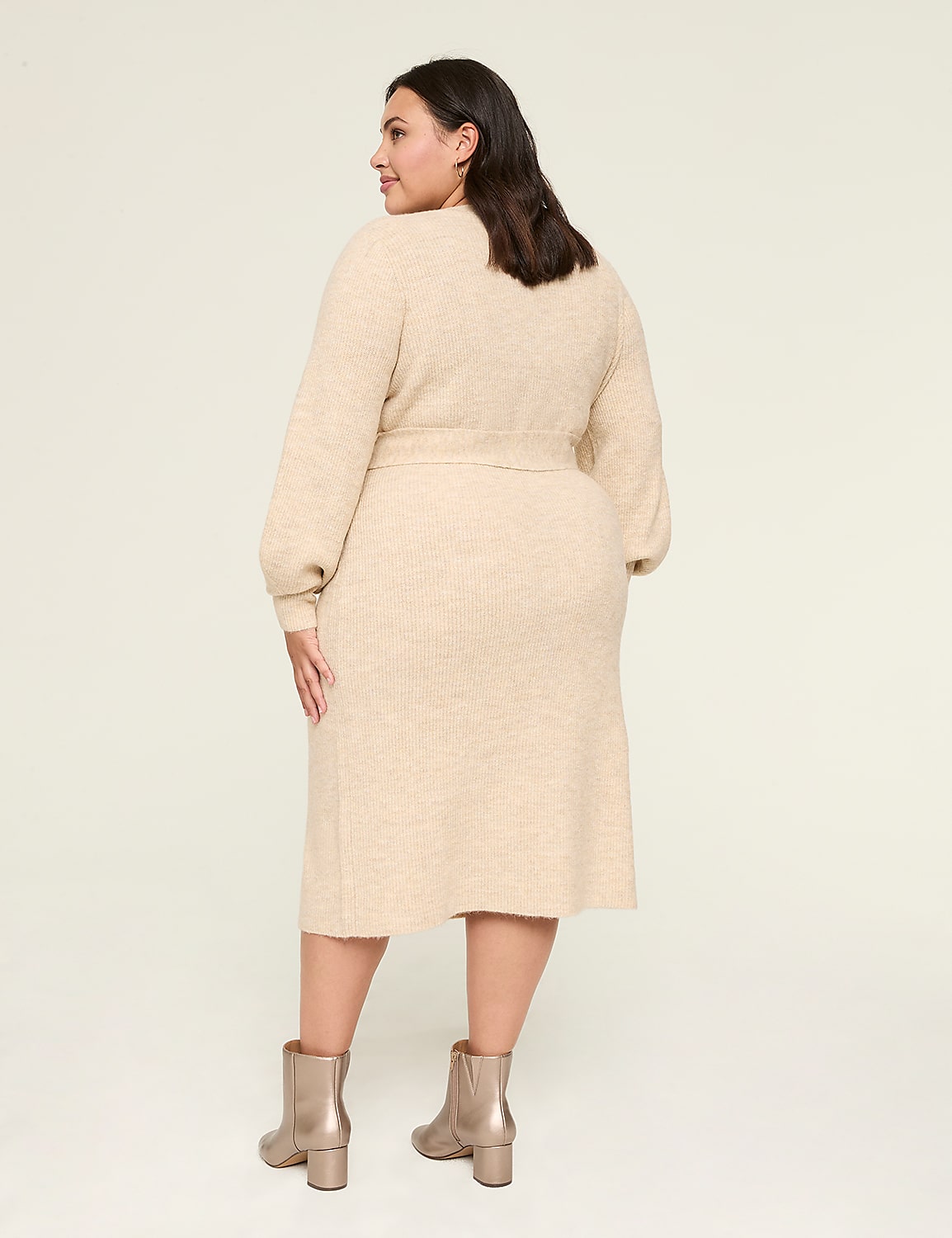Faux-Wrap Sweater Midi Dress Product Image 2