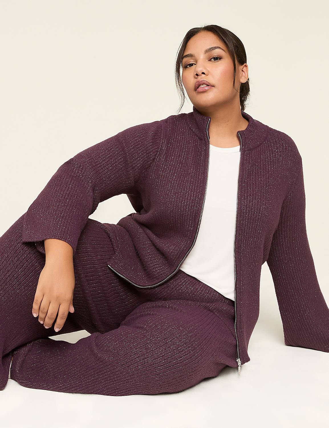 LIVI Shimmer Sweater Full-Zip Jacket Product Image 3