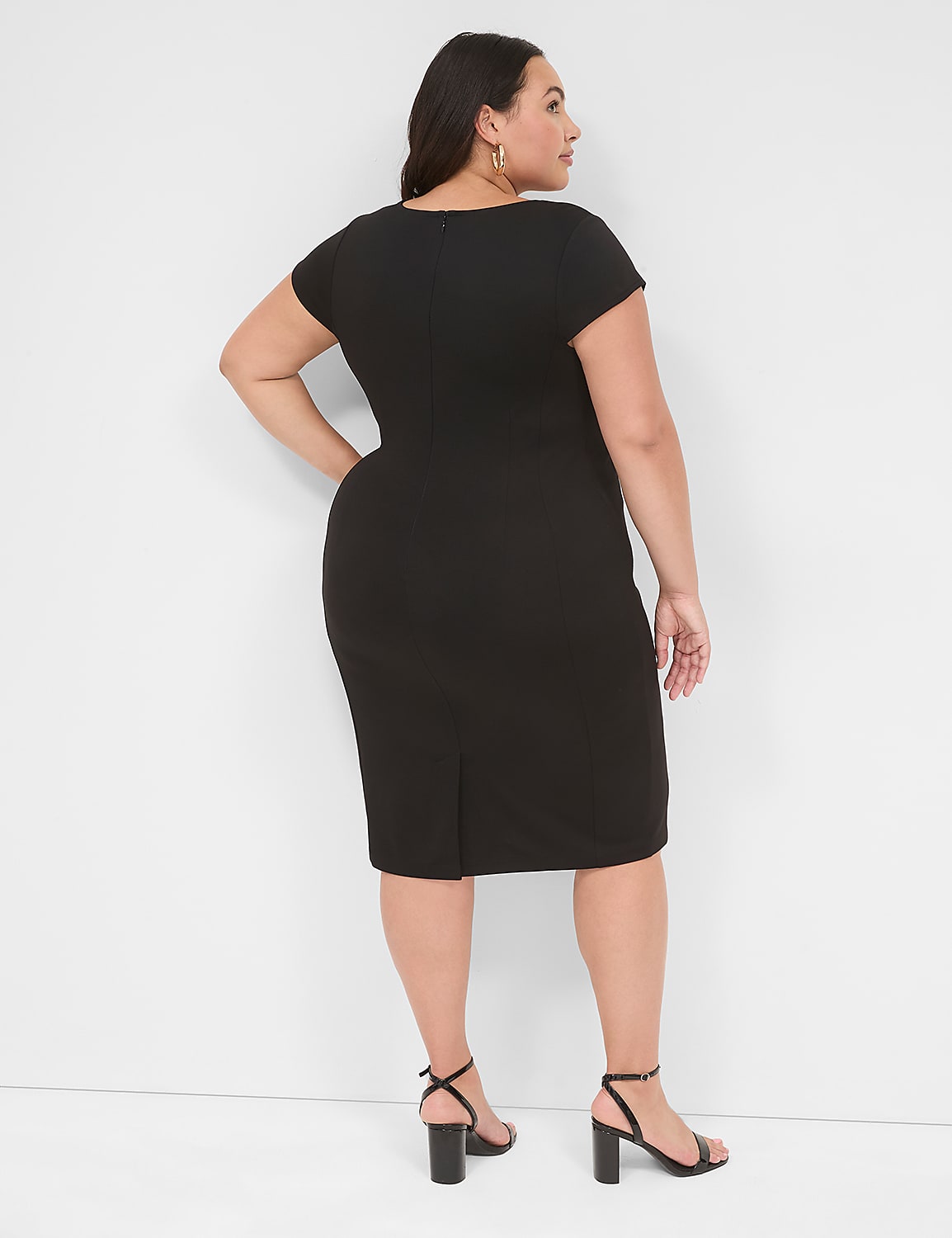 Ponte Cap-Sleeve Crew-Neck Dress Product Image 2