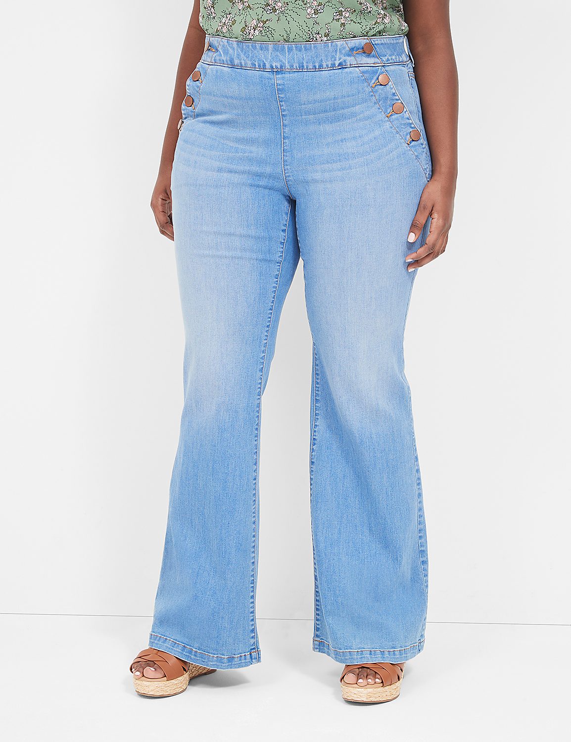 Pull-On Fit High-Rise Sailor Flare Jean Product Image 1