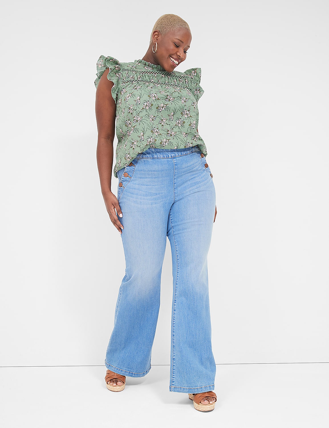 Pull-On Fit High-Rise Sailor Flare Jean Product Image 3