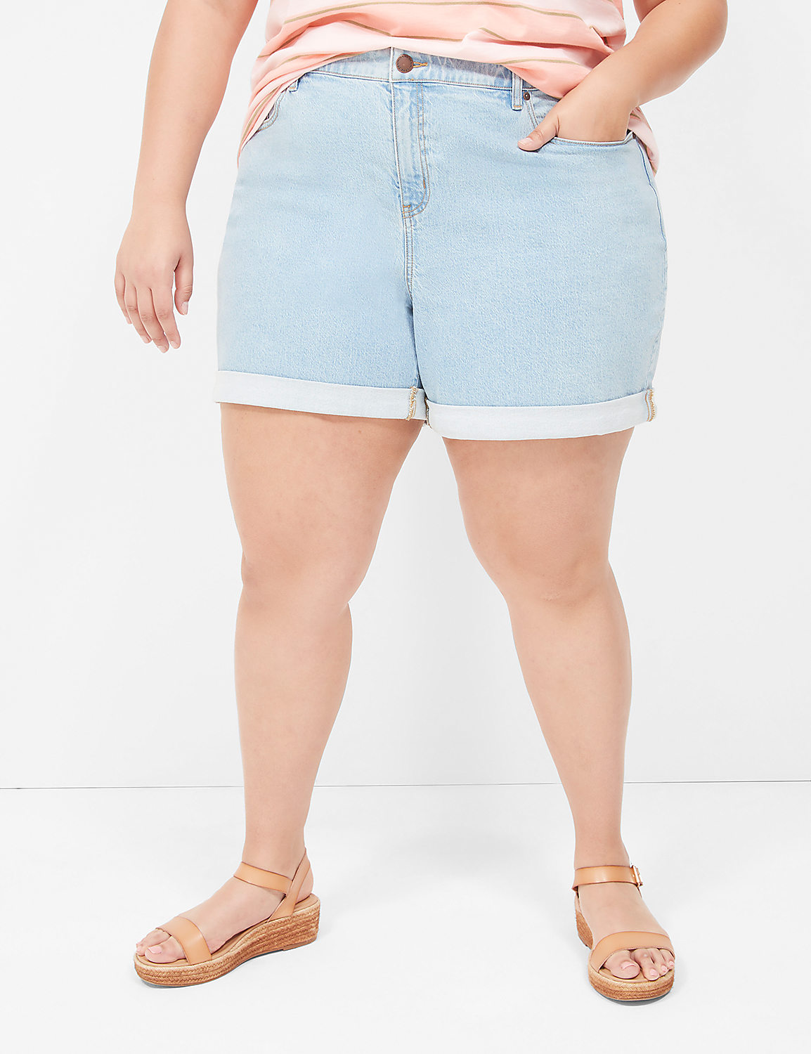 Boyfriend Fit Midi Jean Short Product Image 1