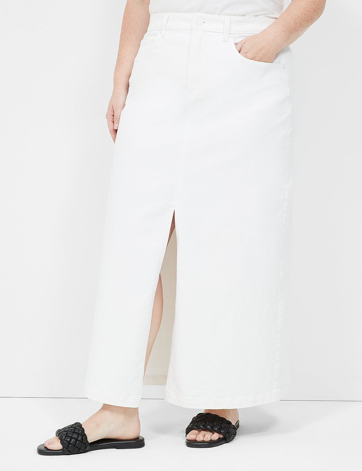 High-Rise Denim Maxi Skirt Product Image 1