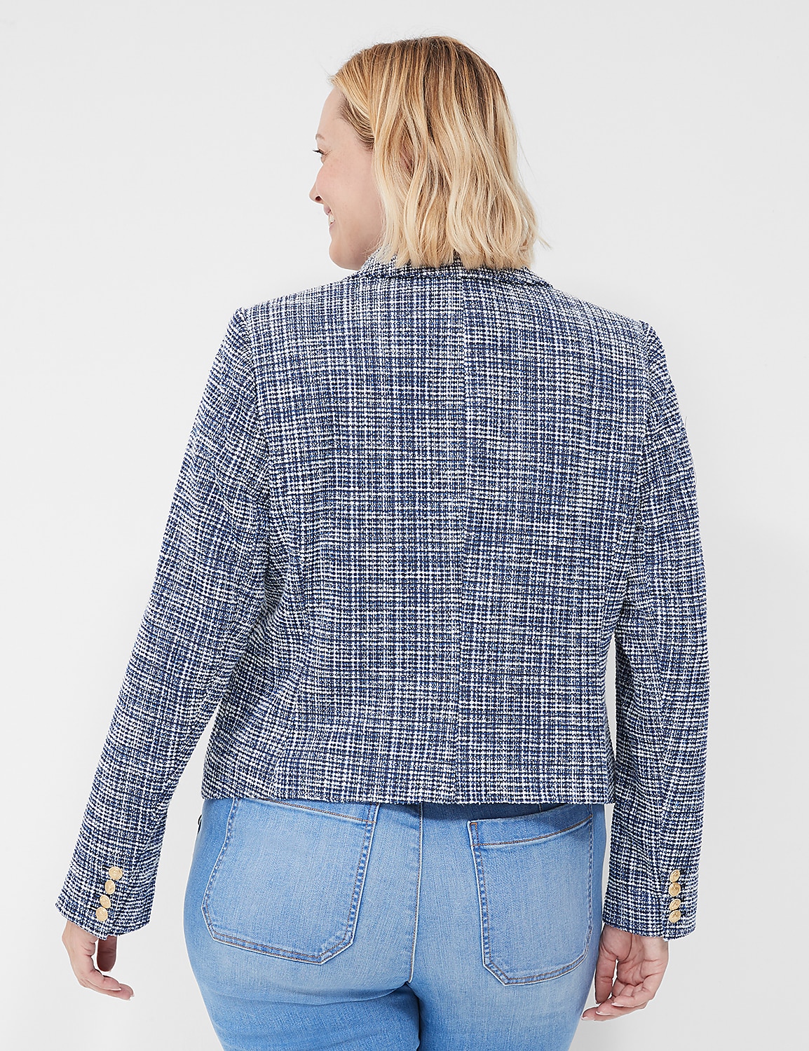 Tweed High-Low One-Button Blazer Product Image 2