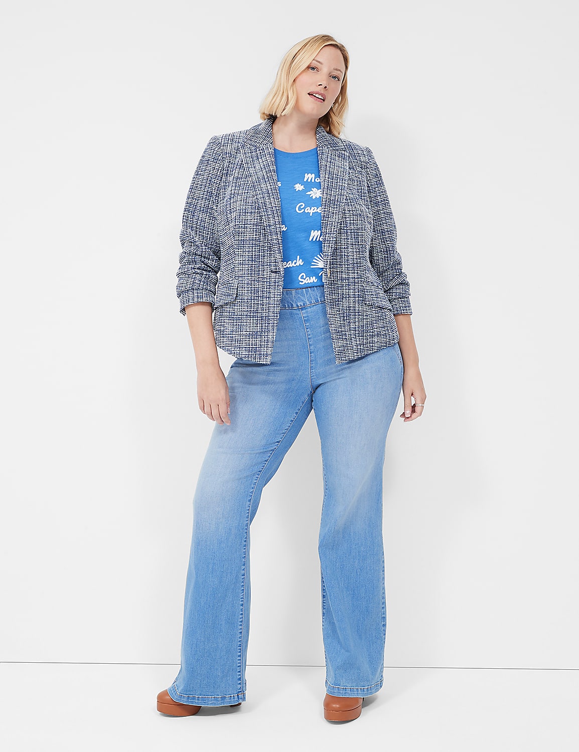 Tweed High-Low One-Button Blazer Product Image 3