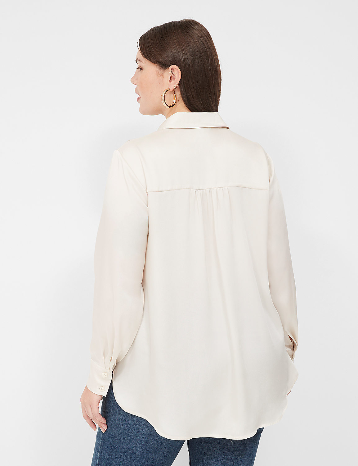 Collared Step-Hem Blouse Product Image 2