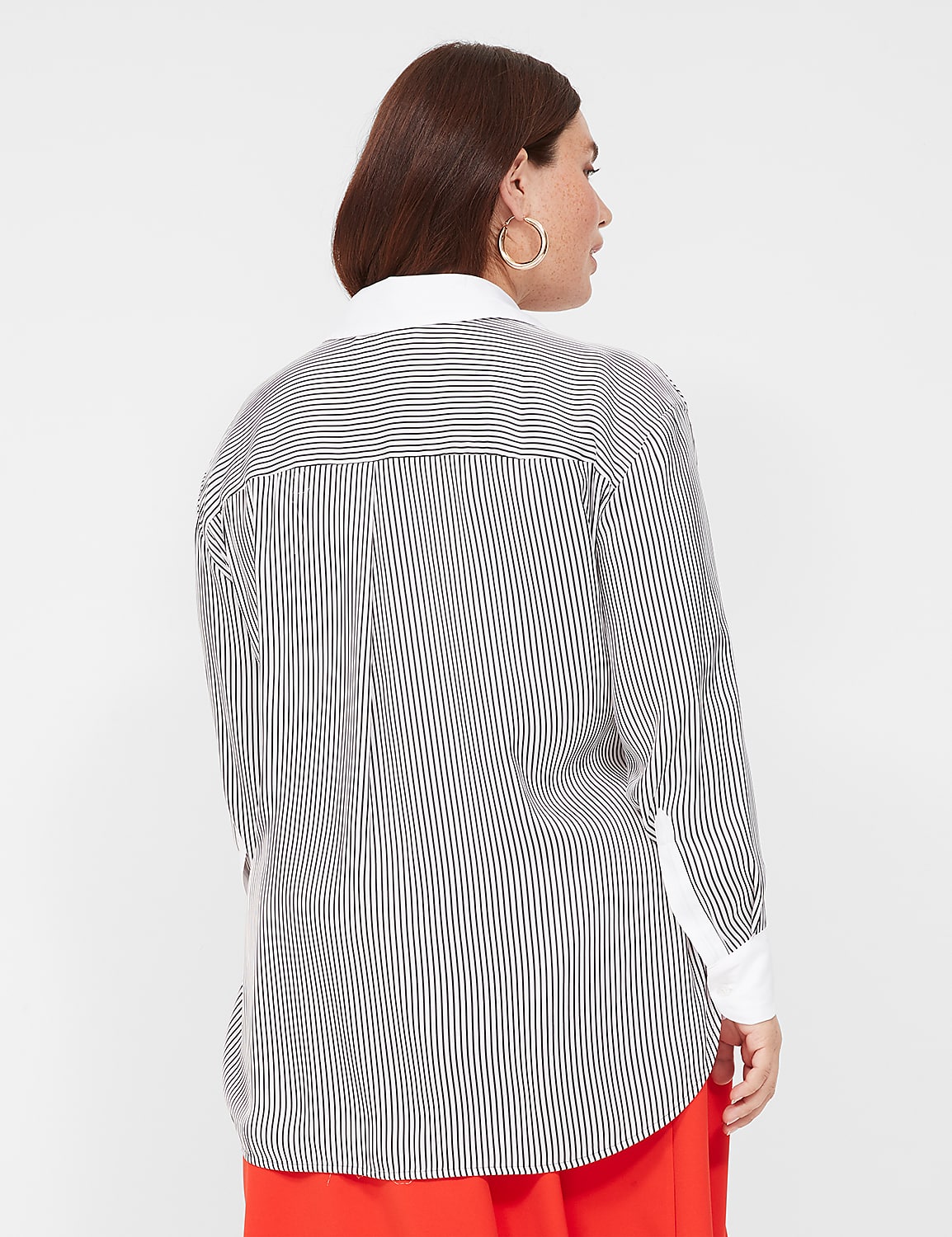 Satin Button-Down Boyfriend Shirt Product Image 2