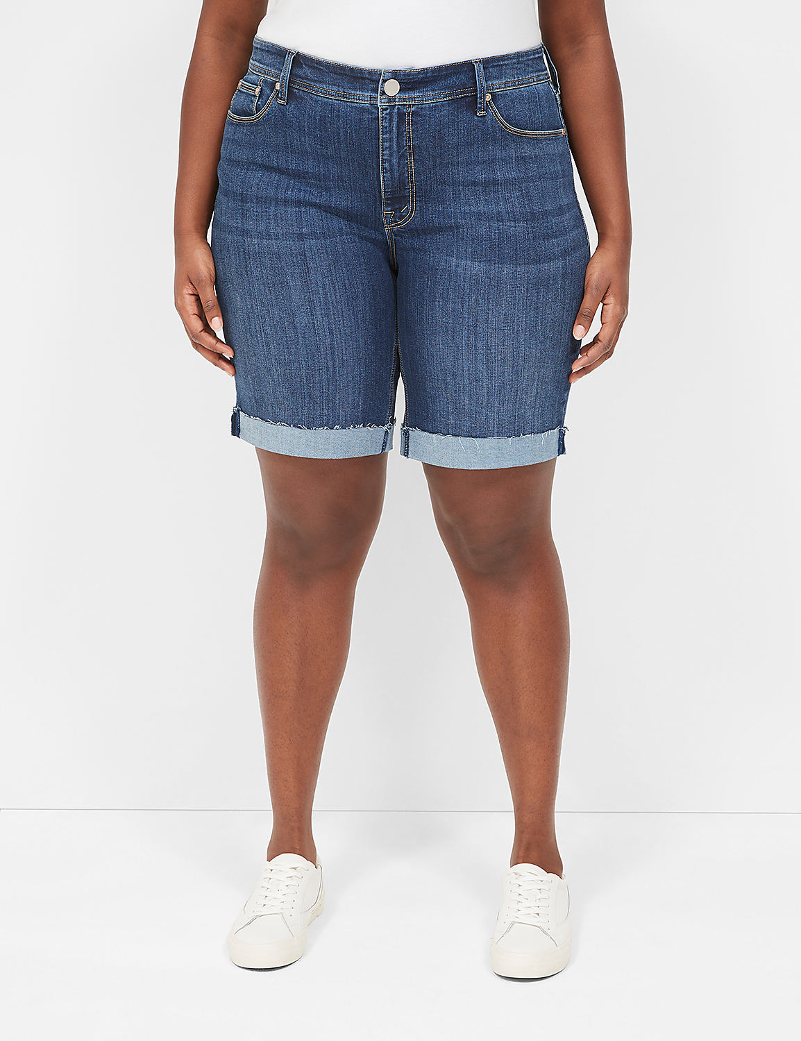Seven7 Bermuda Jean Short With Back Pocket Embroidery Product Image 1