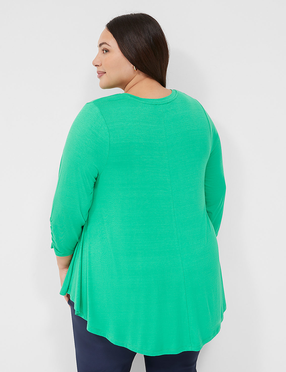 Swing 3/4 Ruched-Sleeve Top Product Image 2
