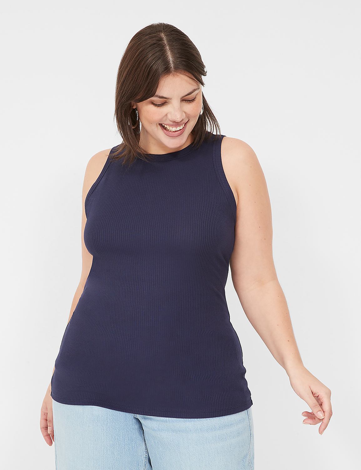 High-Neck Rib Tank Product Image 1