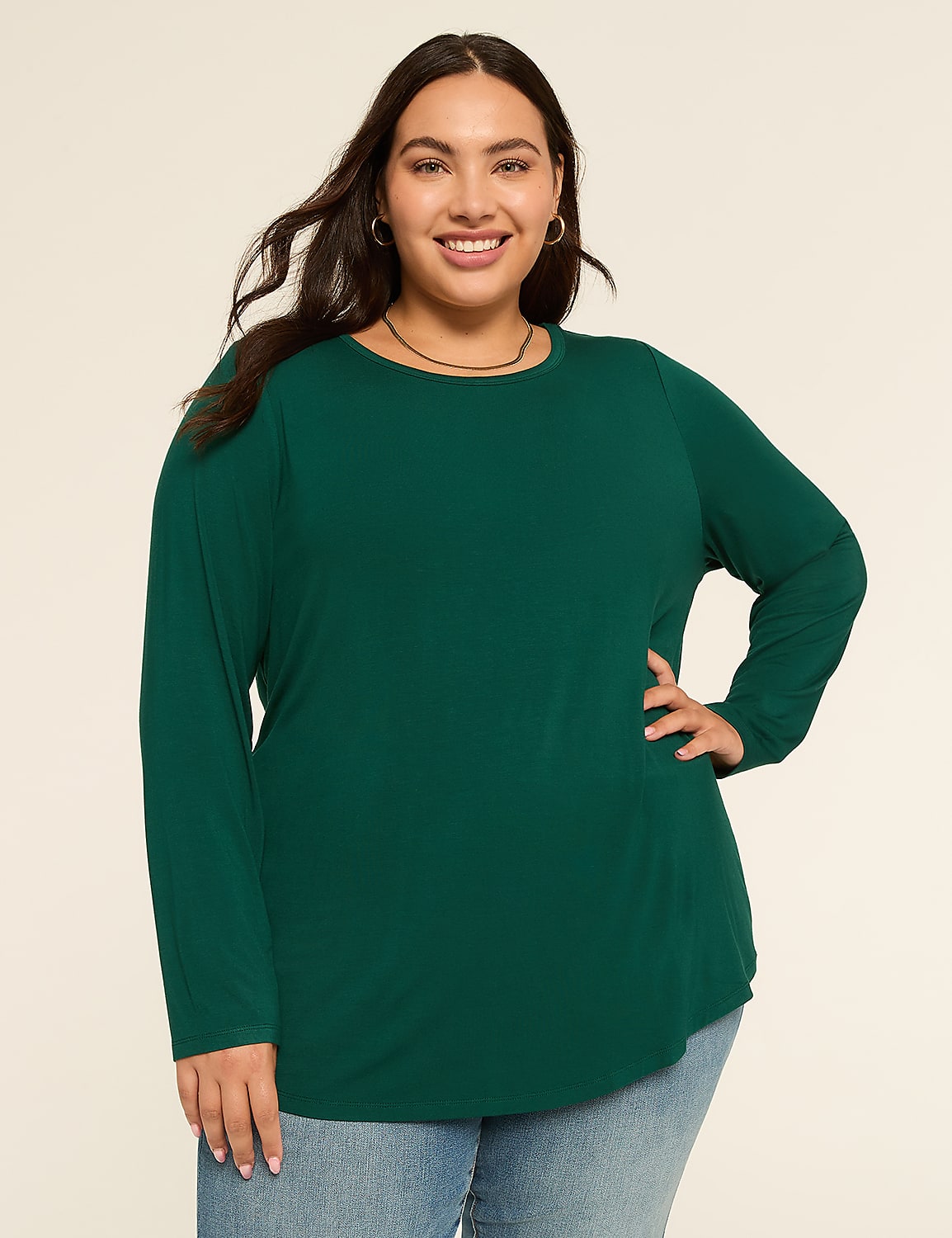 The Long-Sleeve Curved-Hem Tee Product Image 1