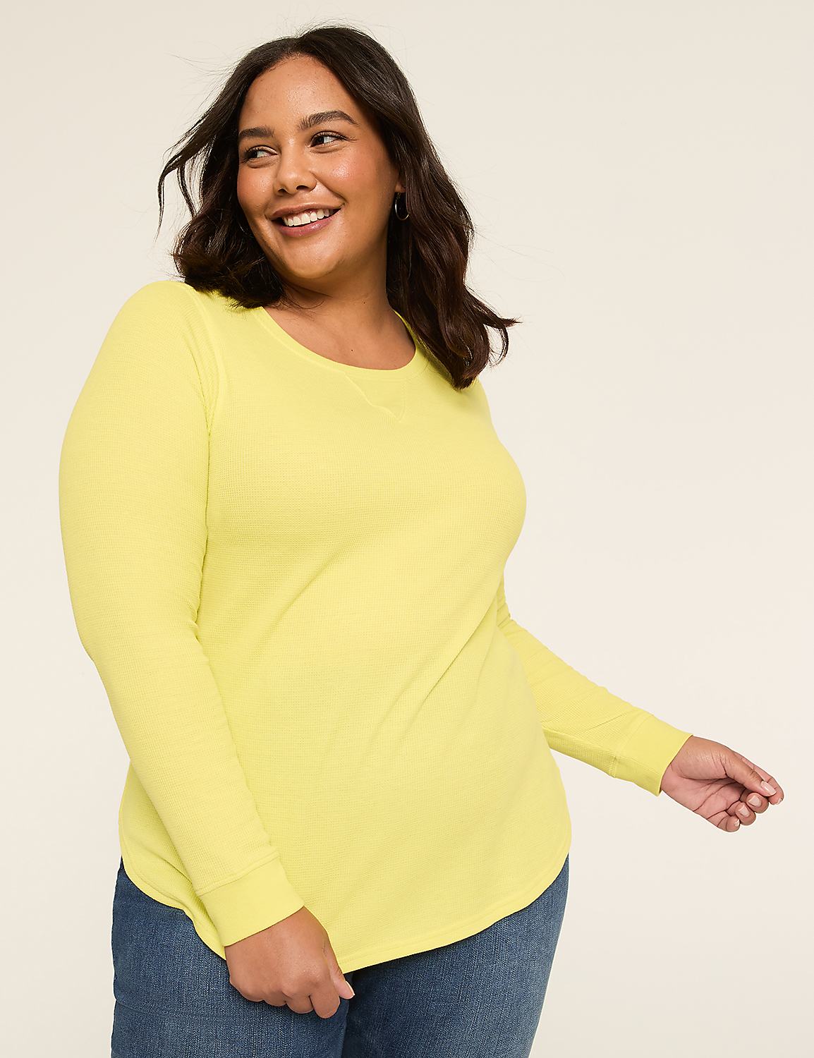 Waffle Knit Curved-Hem Tee Product Image 1