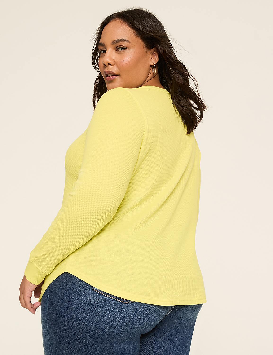 Waffle Knit Curved-Hem Tee Product Image 2