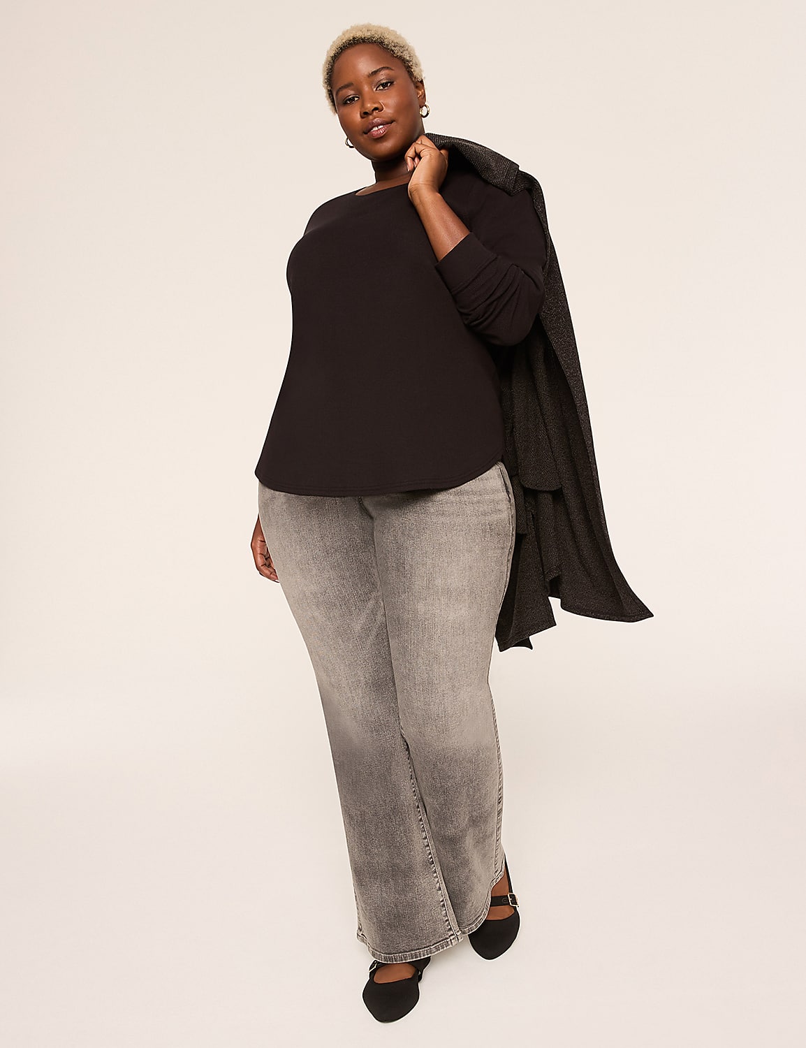 Waffle Knit Curved-Hem Tee Product Image 3