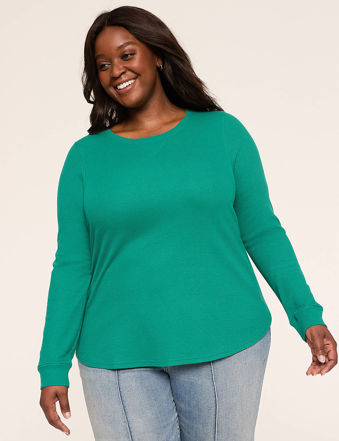 Waffle Knit Curved-Hem Tee Product Image 1