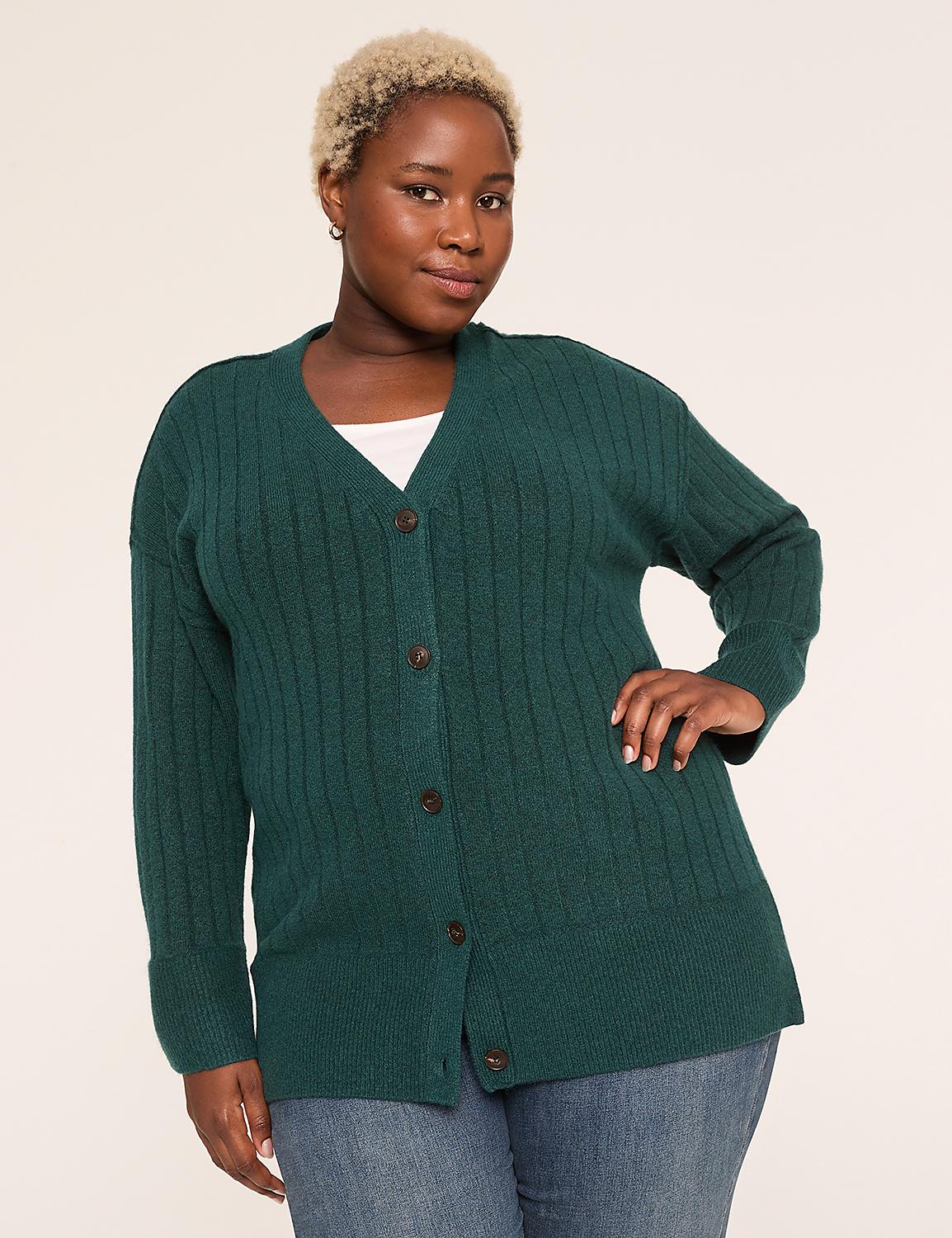 Ribbed Button-Front Cardigan Product Image 1